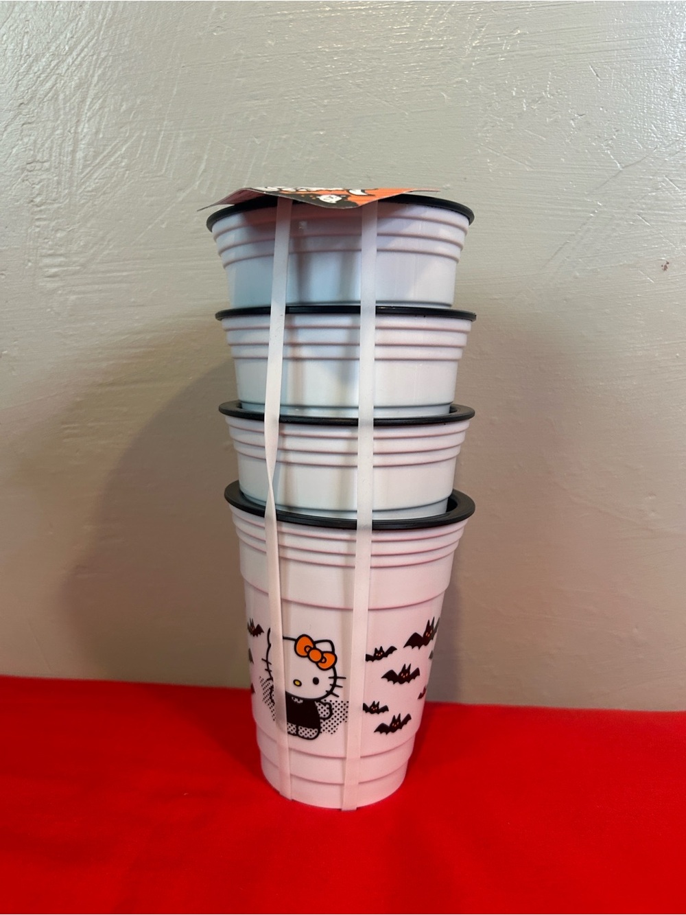 Sanrio Hello Kitty White Halloween Stackable Party Cups with Black Rim